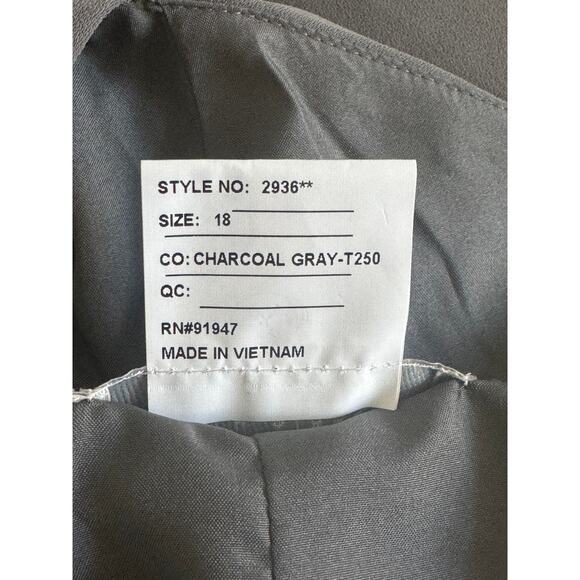 NWT Dessy Collection Vivian Diamond Open Back Sleeveless Dress Charcoal Sz 18 - Picture 7 of 9